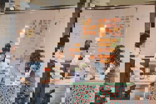 Group working together on an agile project