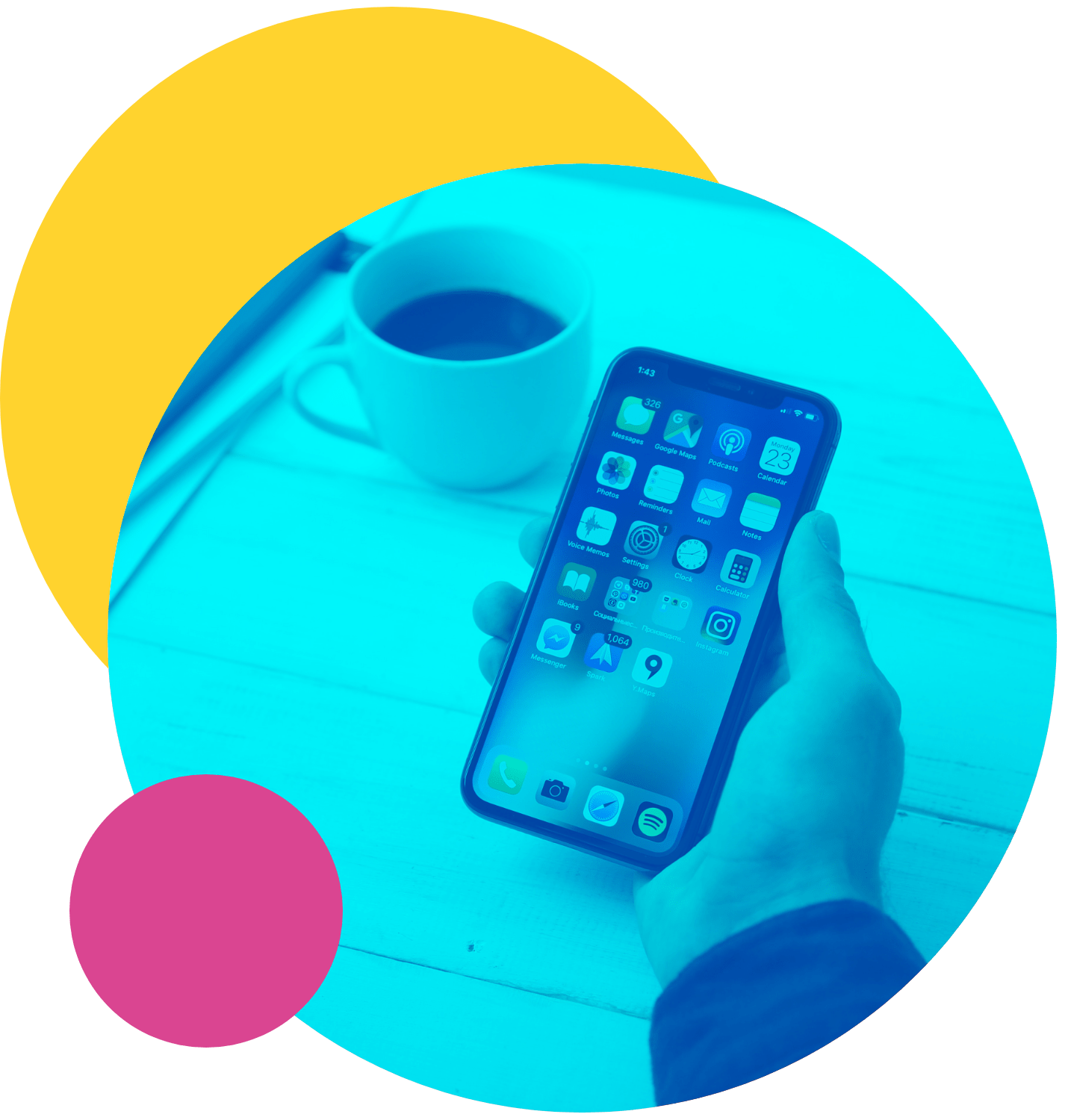 an image of an apple iphone being held in one hand with the screen unlocked