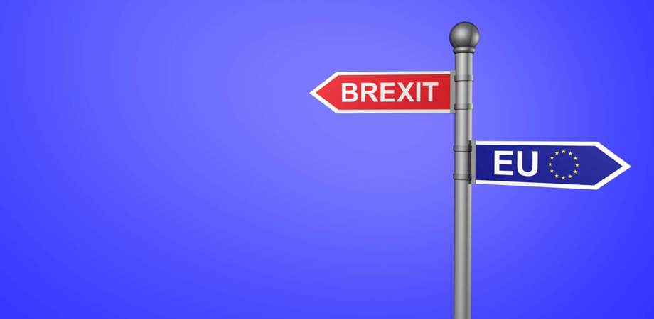 A street sign pointing one way to Brexit and the other way to the EU