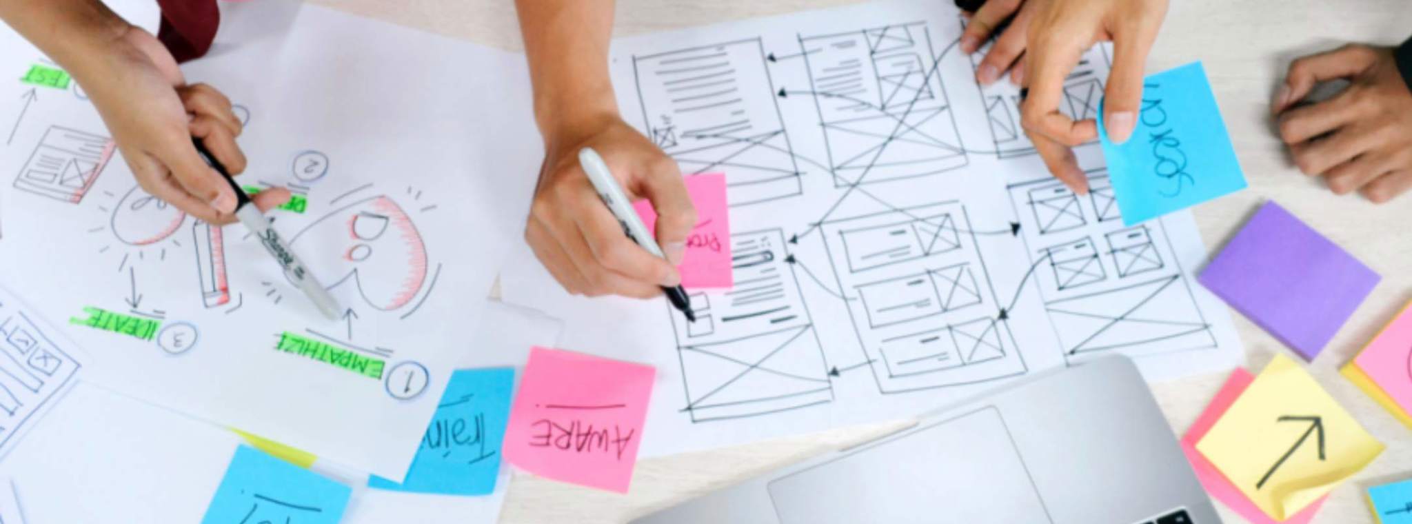 Team working on collaborative wireframing