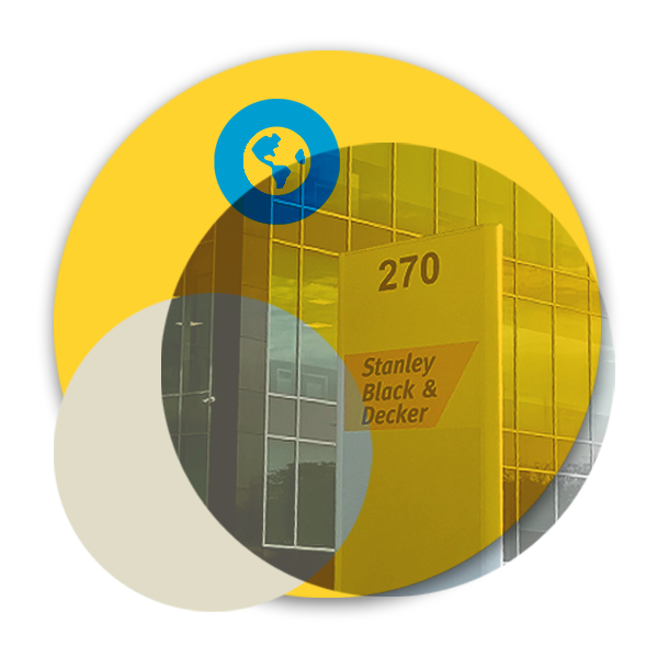 Stanley Black and Decker UK headquarters and circular colours illustration