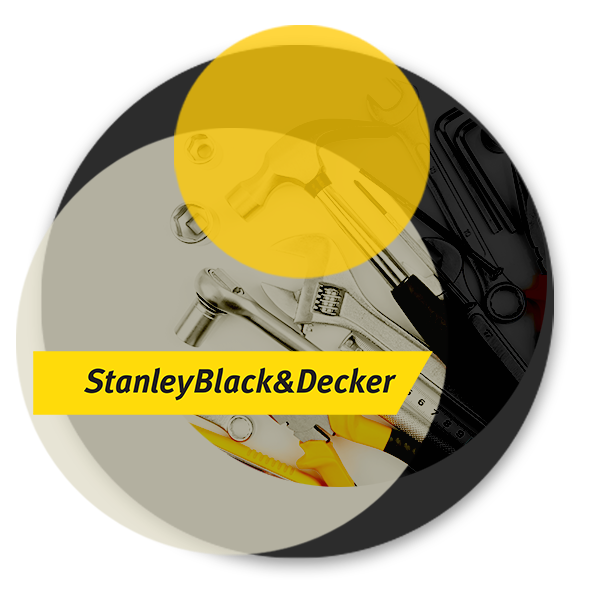 An image of tools with the Stanley Black & Decker logo