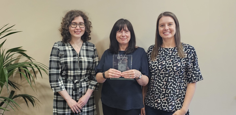 L-R: Alexandra Koyfman, Joanne Pontee and Charlotte Cain with PDMS's Social Value Quality Mark award