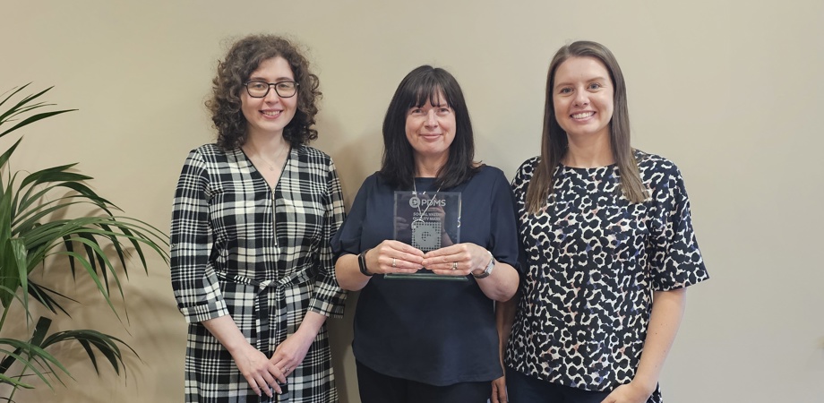 L-R: Alexandra Koyfman, Joanne Pontee and Charlotte Cain with PDMS's Social Value Quality Mark award