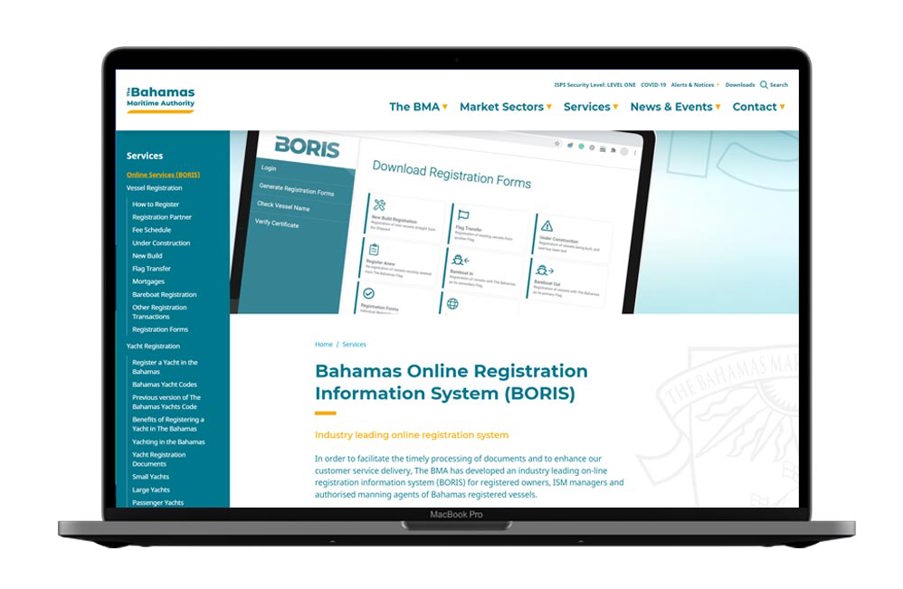 Bahamas Online registration screenshot
