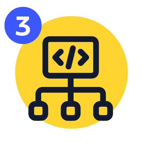 An icon of framework and Number 3