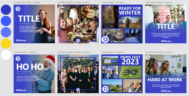 A selection of eight social media graphics for PDMS