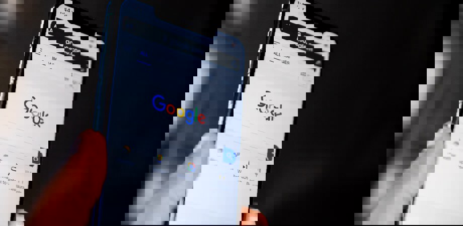 Phone showing google search engine