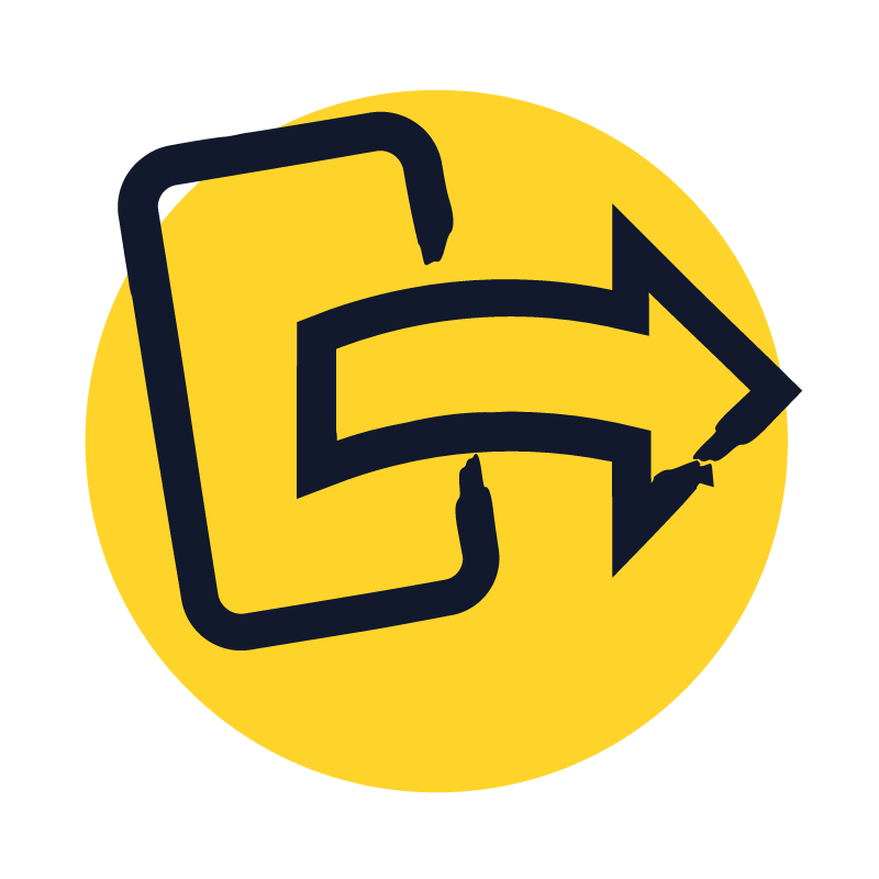 An icon illustrating something going live against a yellow background