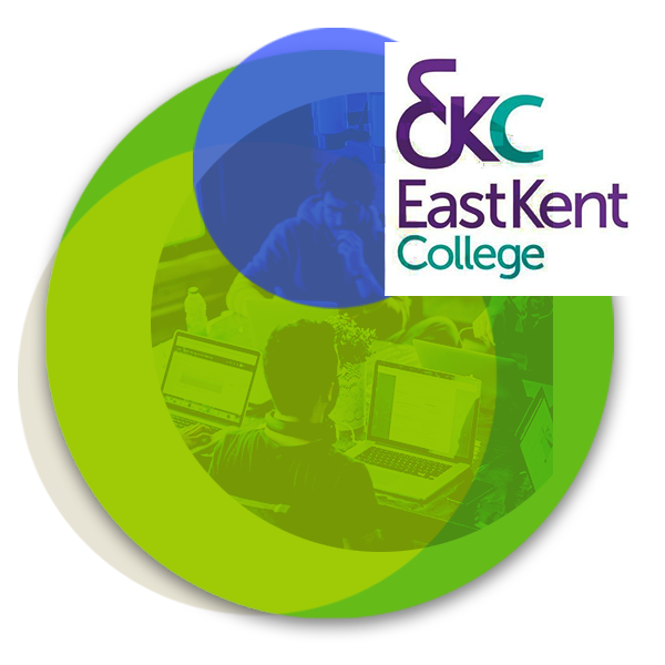 An image of an office environment with the East Kent College 