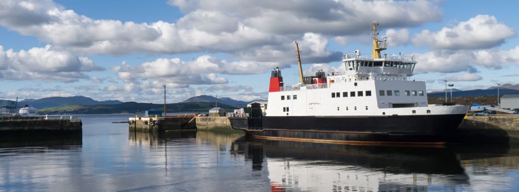 Shetland pier with ferry docked