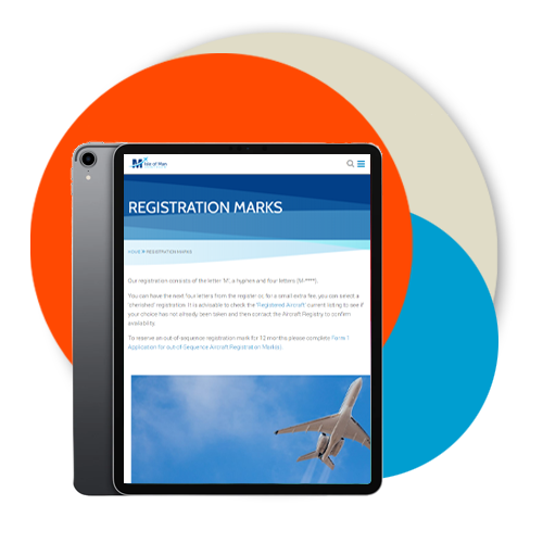 an image of the isle of man aircraft registry being displayed on a graphic of an ipad