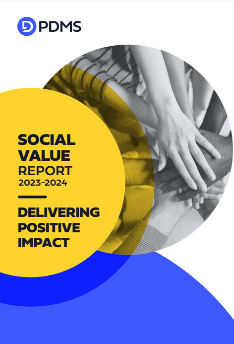 An image of the front cover of the PDMS Social Value Report 2023-24