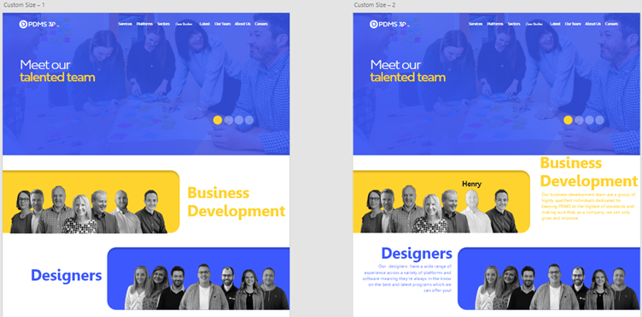 A graphic of two website mock-ups
