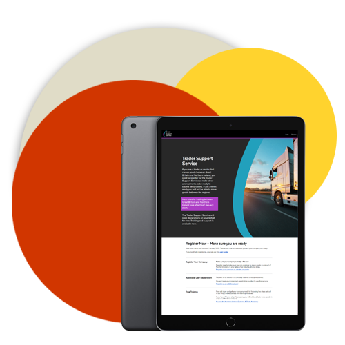 An image of the Trader Support Scheme on a tablet