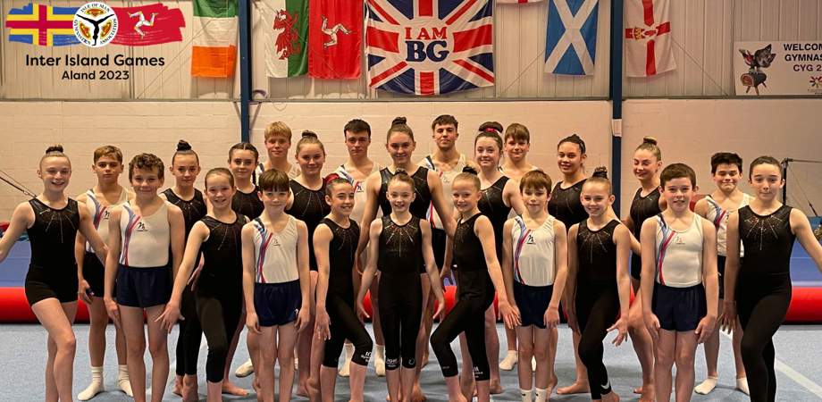 Isle of Man Gymnastics team pictured in leotards 