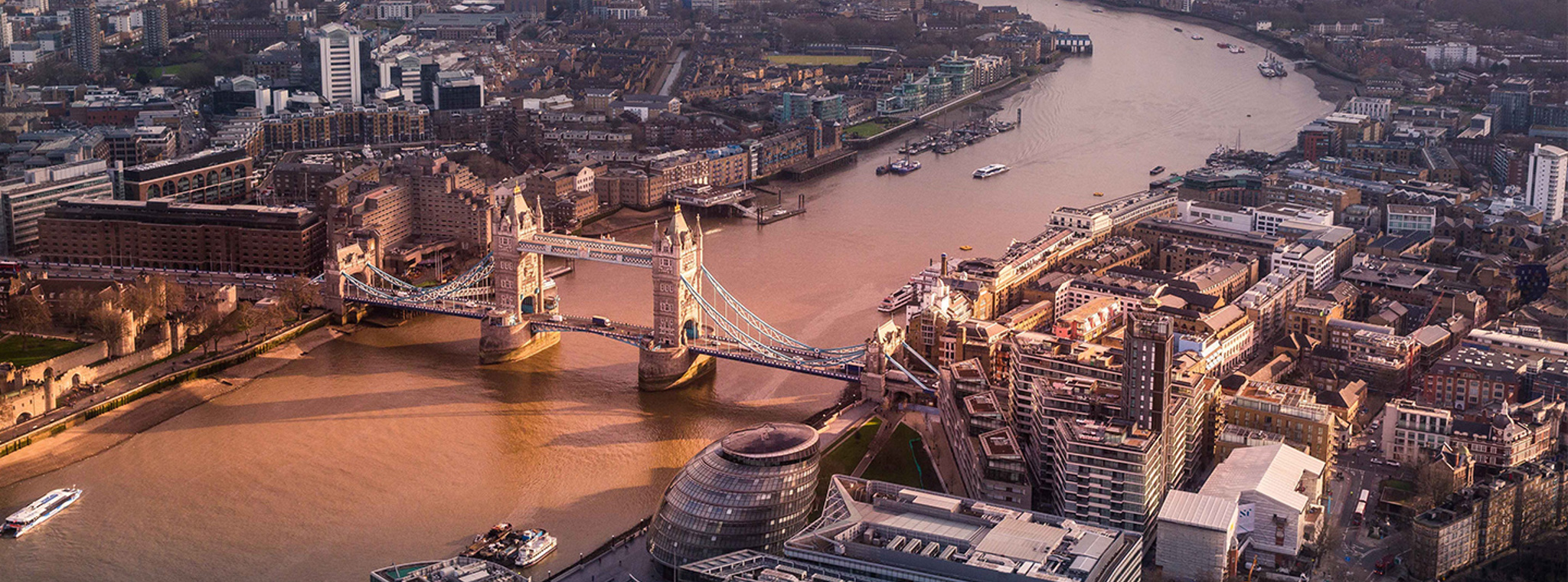 An aerial shot of tower bridge in London
