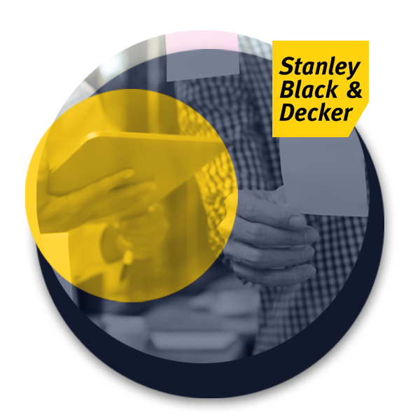 Circular illustration with Stanley Black and Decker logo