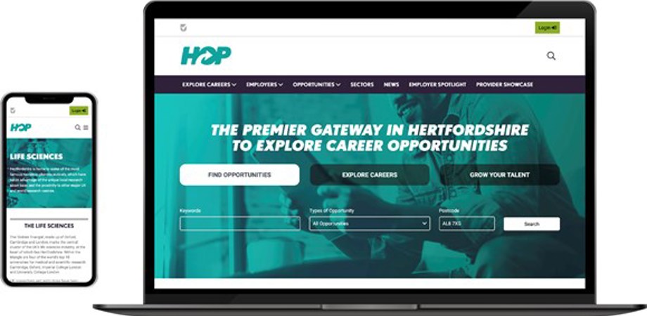 A screen grab of the Hertforshire Skills Portal