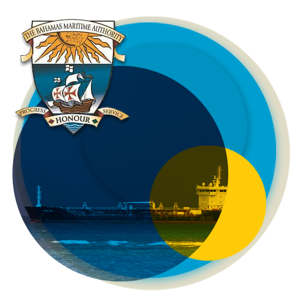 an image of a vessel in the sea with the bahamas maritime authority logo in the top left corner 