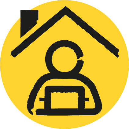 An image of a person with a roof over their head