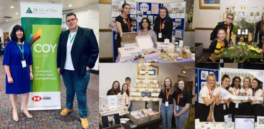 A collage of photos from the Junior Achievement Company Final 
