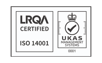 A copy of the LRQA ISO 14001 accreditation logo