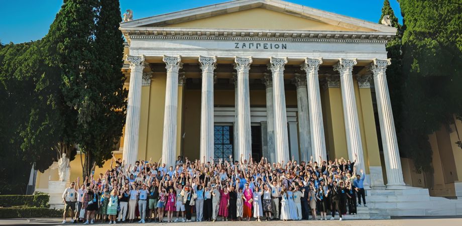 The Gen-E 2025 attendees in a group photo in front of the Zappeion Megaron building