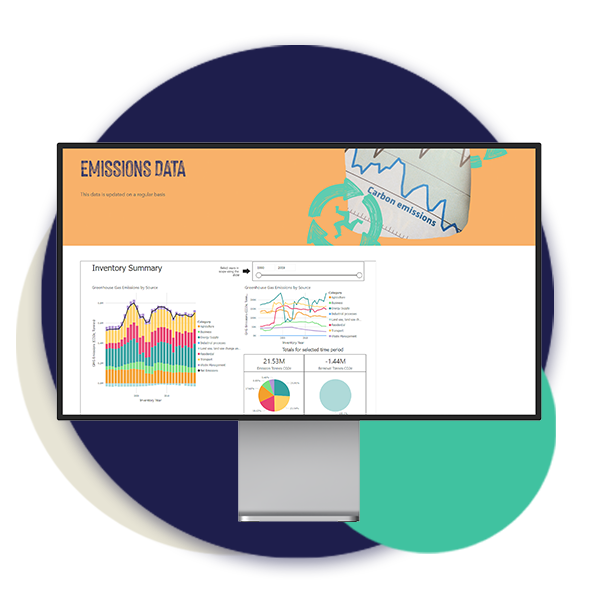 A mock-up of the Net Zero website displaying emissions data