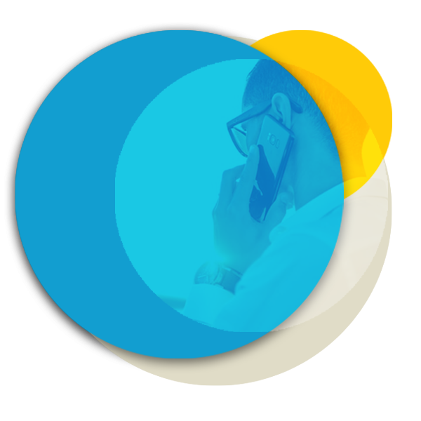 Circular illustration of man talking on phone