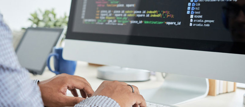 Web developer writing code for a system to replace legacy government software