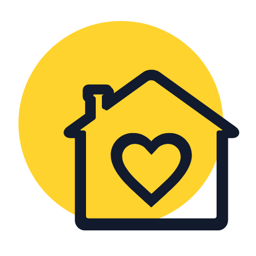 An icon of a house with a heart icon inside