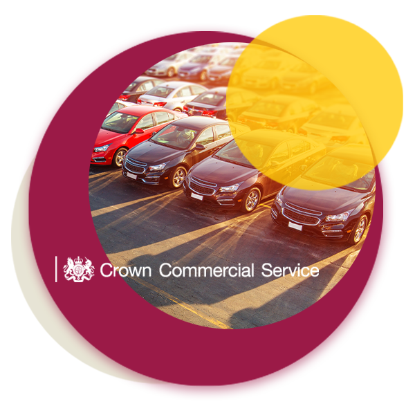 an image of parked cars with the crown commercial service logo overlayed on top