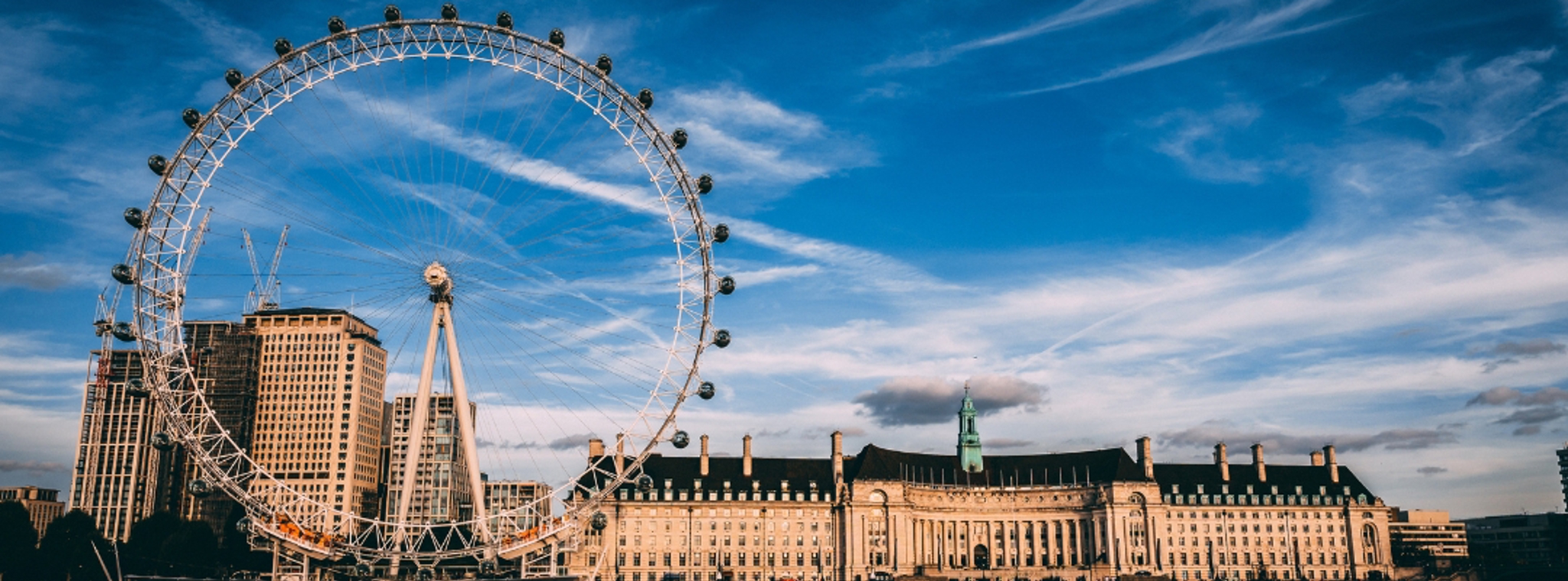 An image of the south bank skyline including London Eye