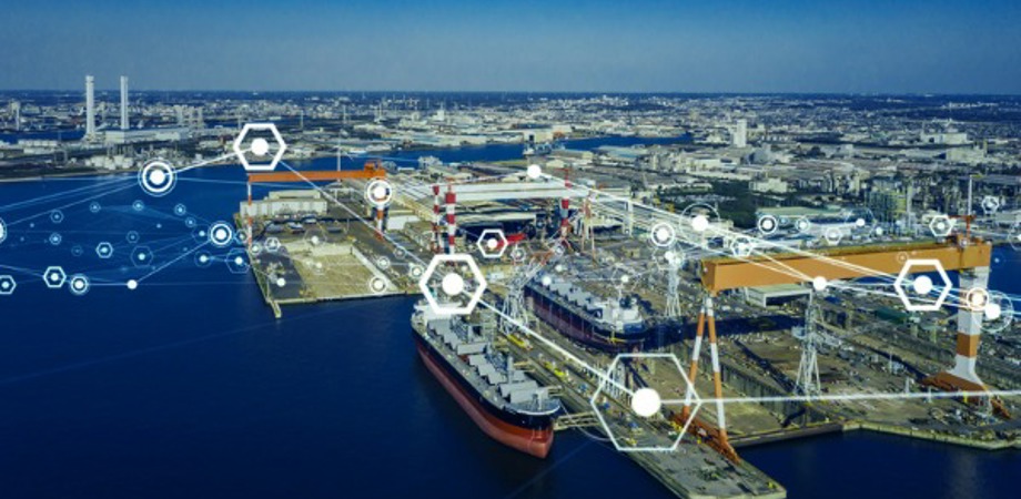 Modern shipyard aerial view