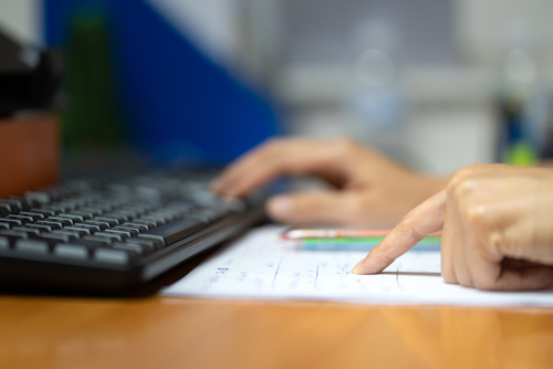 Admin worker inputting data