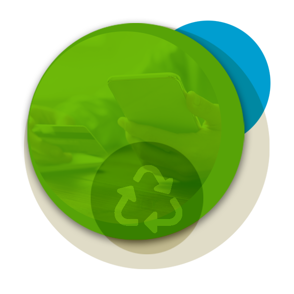 Circular illustration with recycling and security images