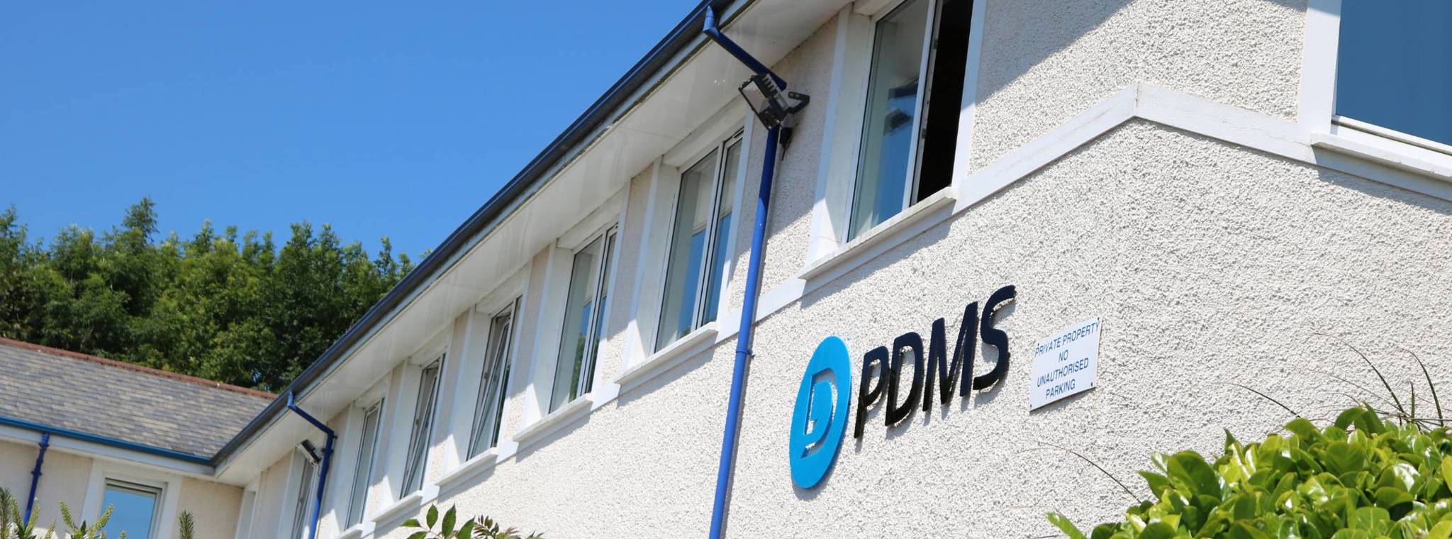 Isle of Man office building with PDMS logo