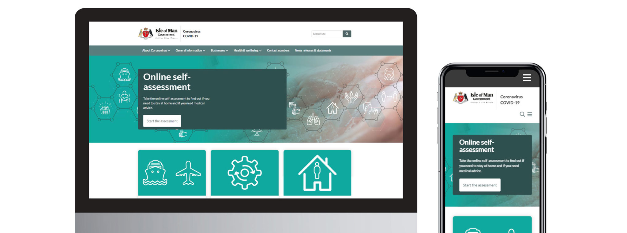 A copy of the new Isle of Man Government Covid-19 page