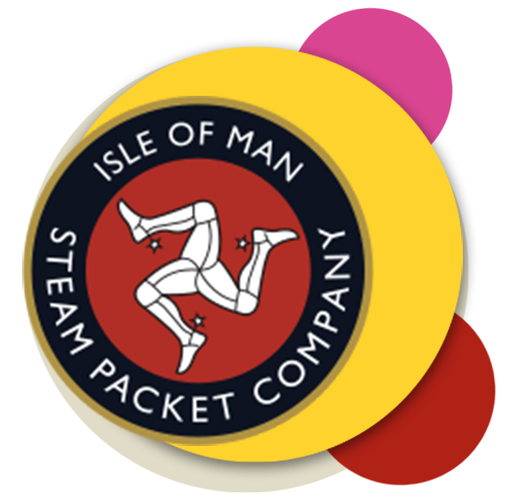 steampacket logo against coloured circles