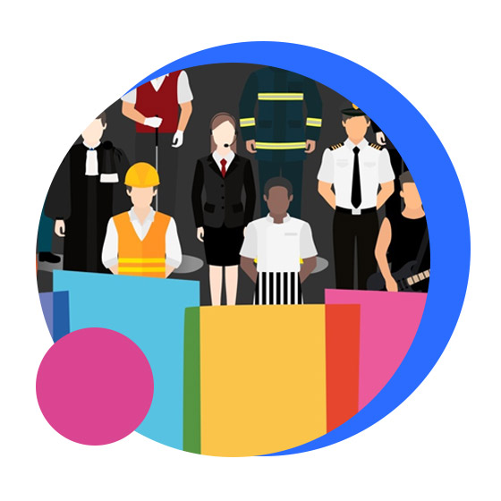 An icon of colourful avatars from the Simply Careers game