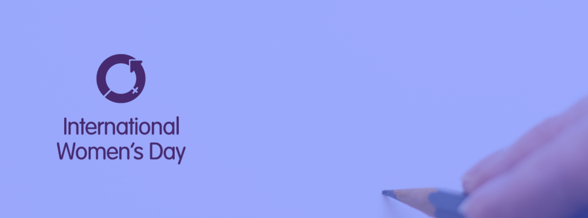 An image of a pencil on a page with the international women's day logo 