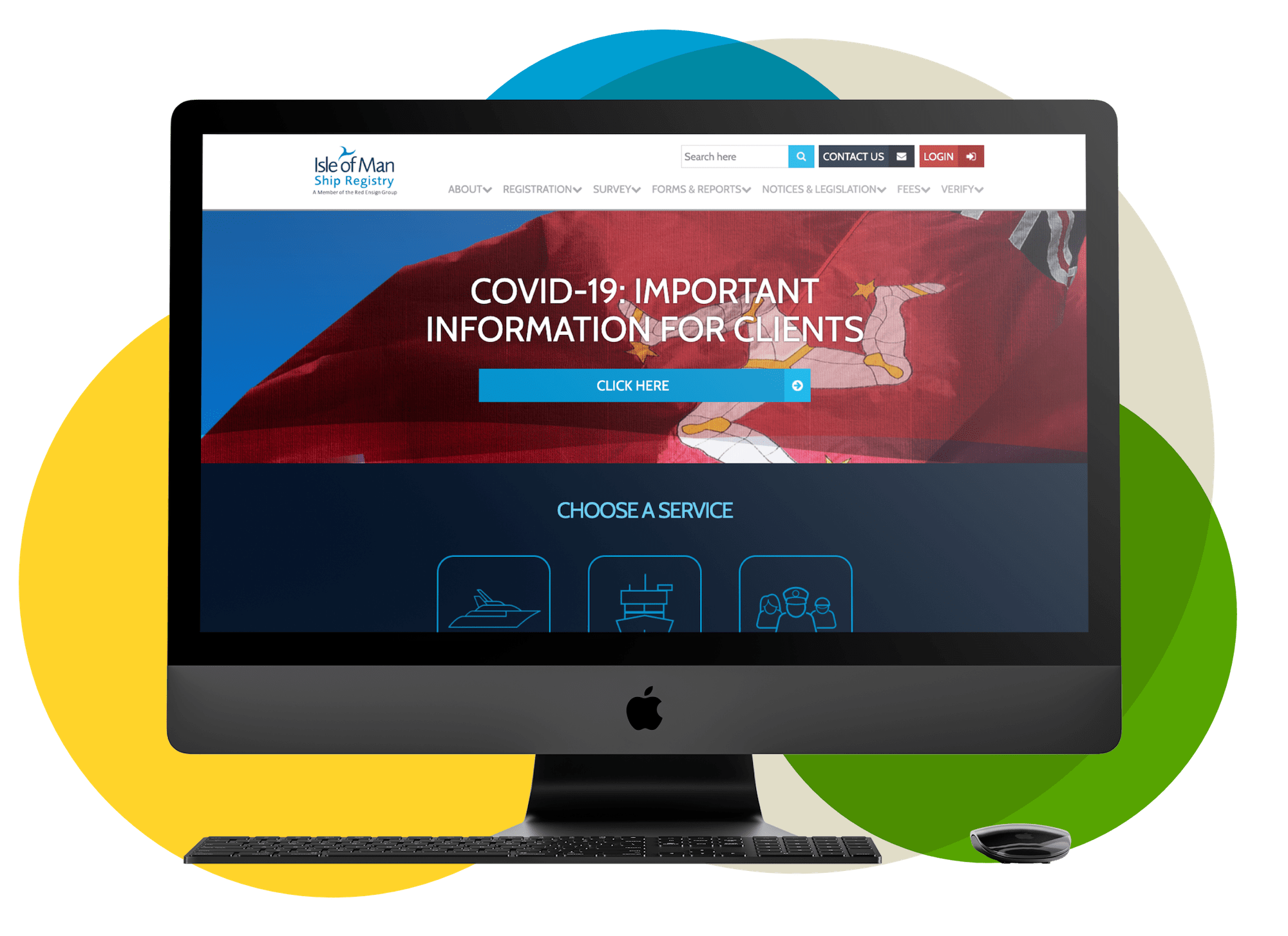 An image of the Isle of Man Ship Registry website with a covid update