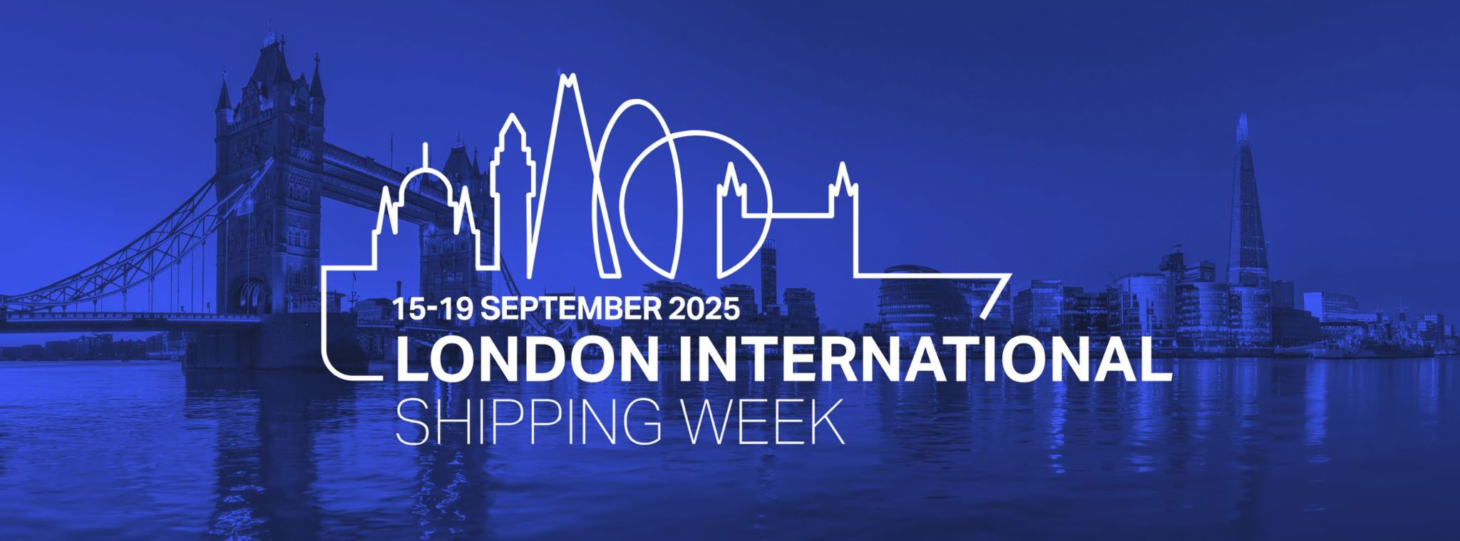 A photo of London Bridge and the river in blue duotone with the LISW 2025 logo