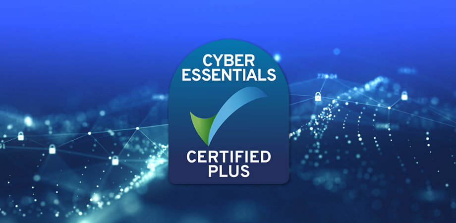 Cyber security background with Cyber Essentials Plus logo