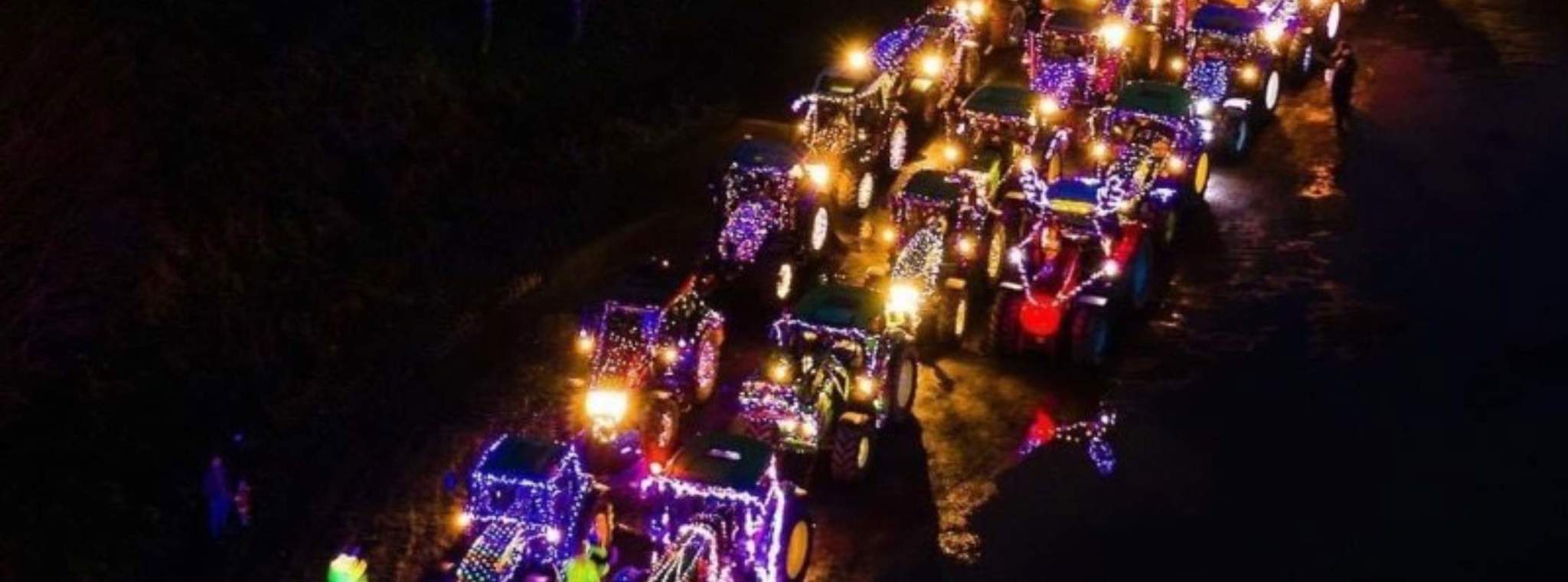 An picture taken from above of the Young Farmer Tractors