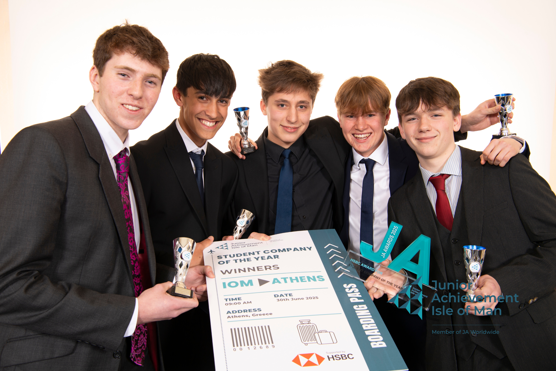 A photo of the ArthEsy team holding their trophies for Student Company of the Year