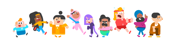 Illustration of the characters from Duolingo