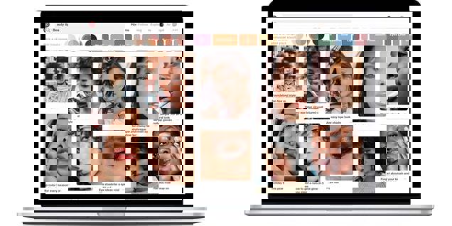 A laptop with images of the Pinterest skin tone feature