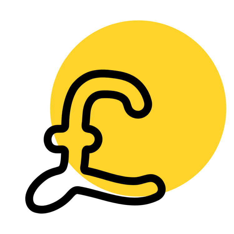 A cartoon outline of a £